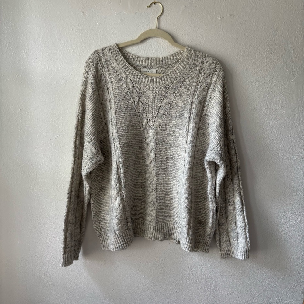 Lucky Brand Gray Crew Neck Sweater with Textured Knit